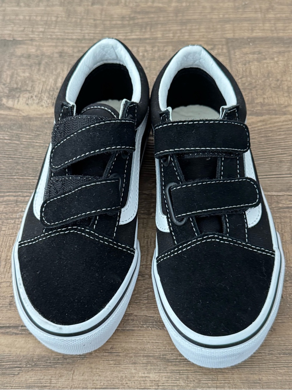 Vans Kids Black & White Canvas Velcro Sneakers - Picture 3 of 5